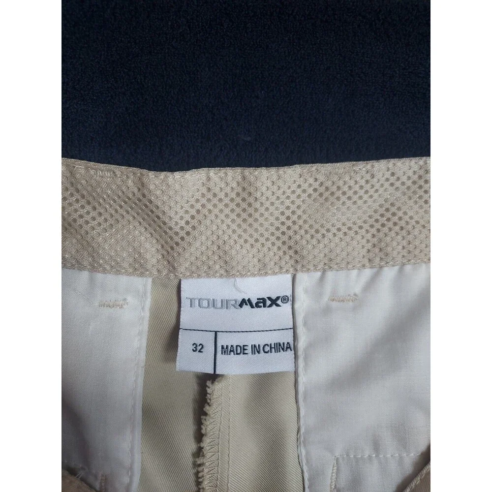 Mens TourMax Tan Quick Dry Polyester Golf Shorts 9